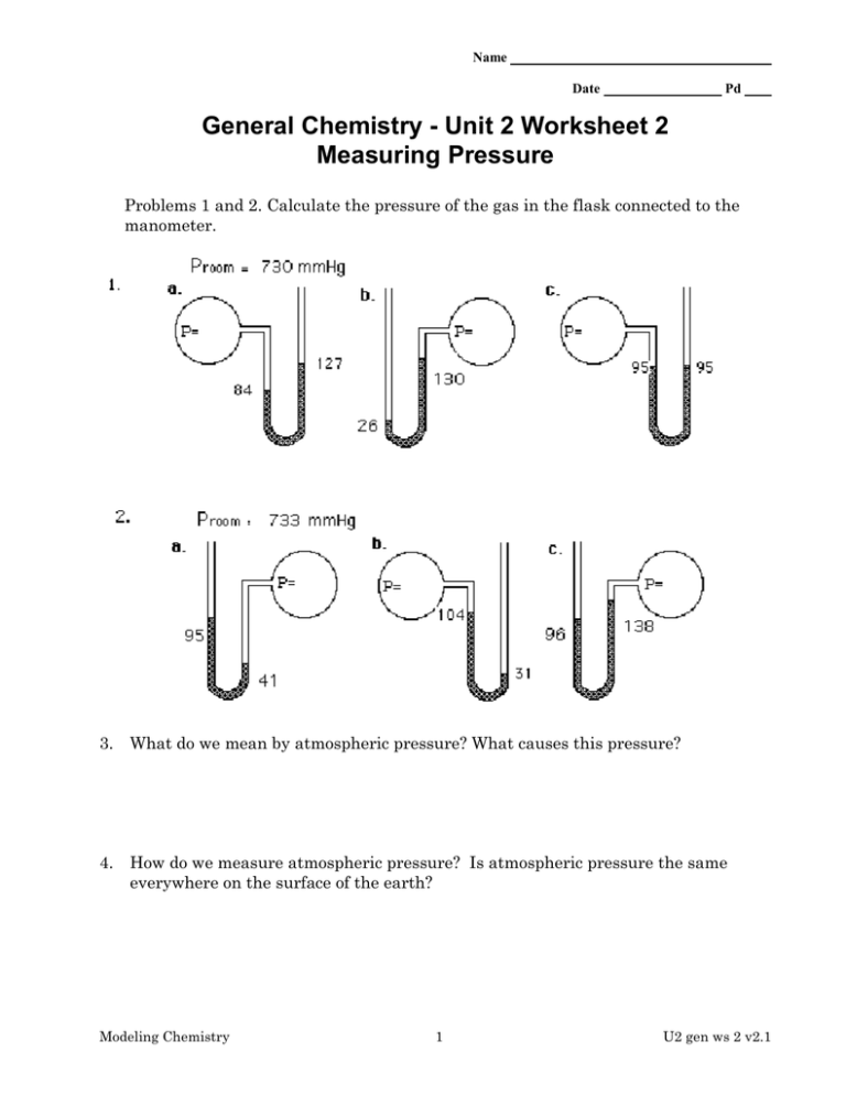 Unit 2 Worksheet 2 Measuring Pressure Handicraftsler