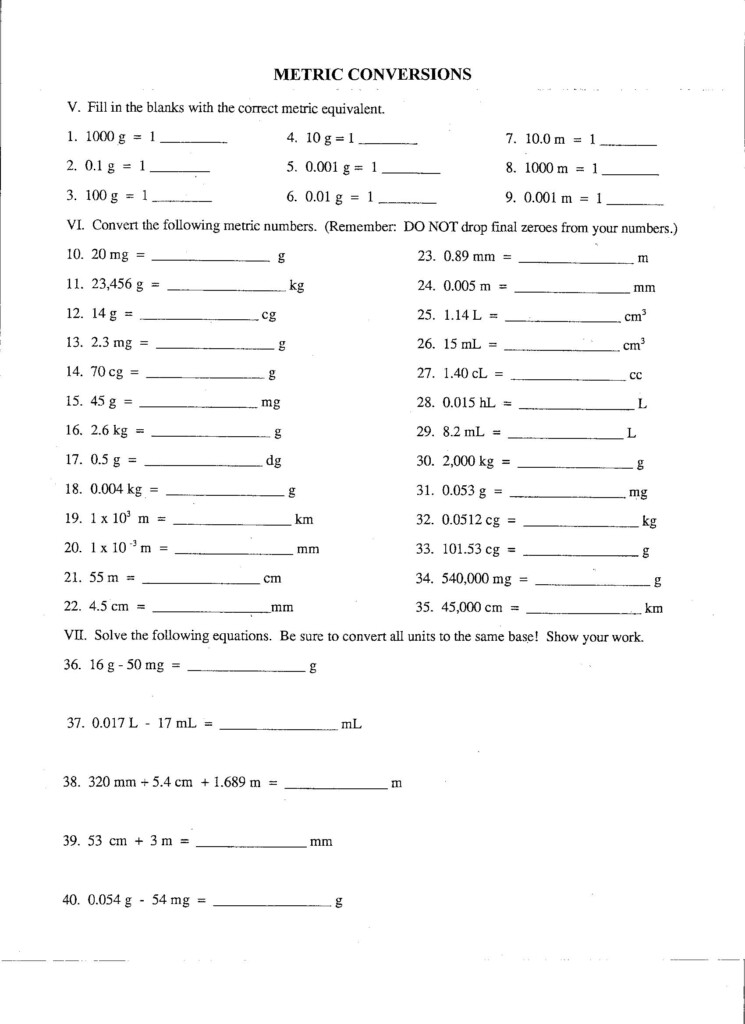 Unit Conversion Worksheet Answers Printable Worksheets And Activities For Teachers Parents 