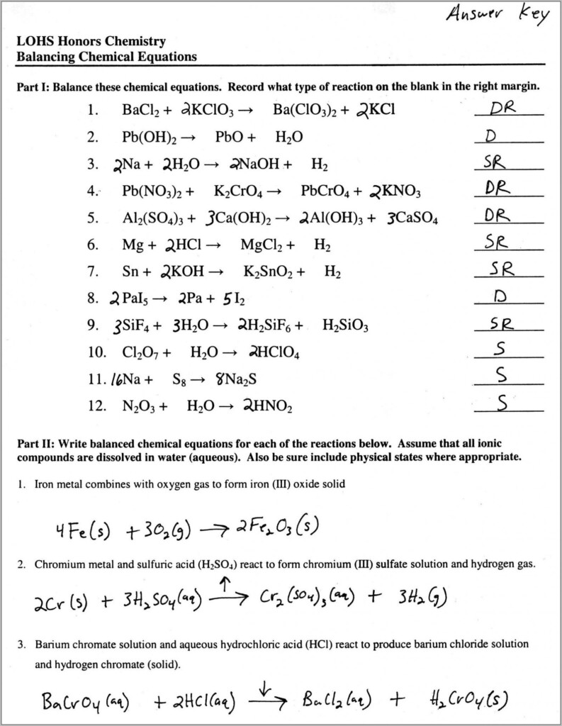 Word Equations Worksheet Chemistry If8766 Answers Uncategorized 