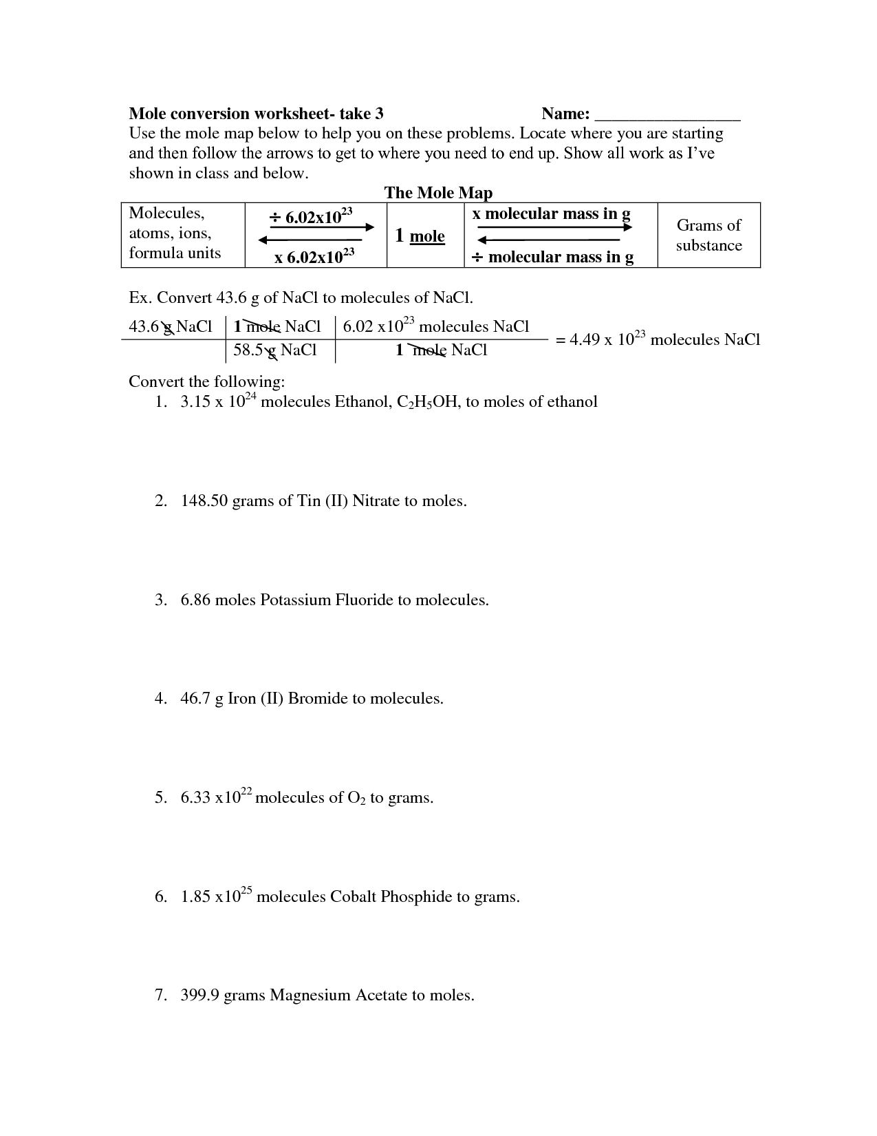 11 Moles And Mass Worksheet Answers Worksheeto