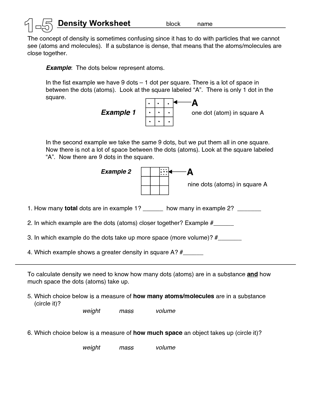 12 Density Worksheet With Answer Key Worksheeto