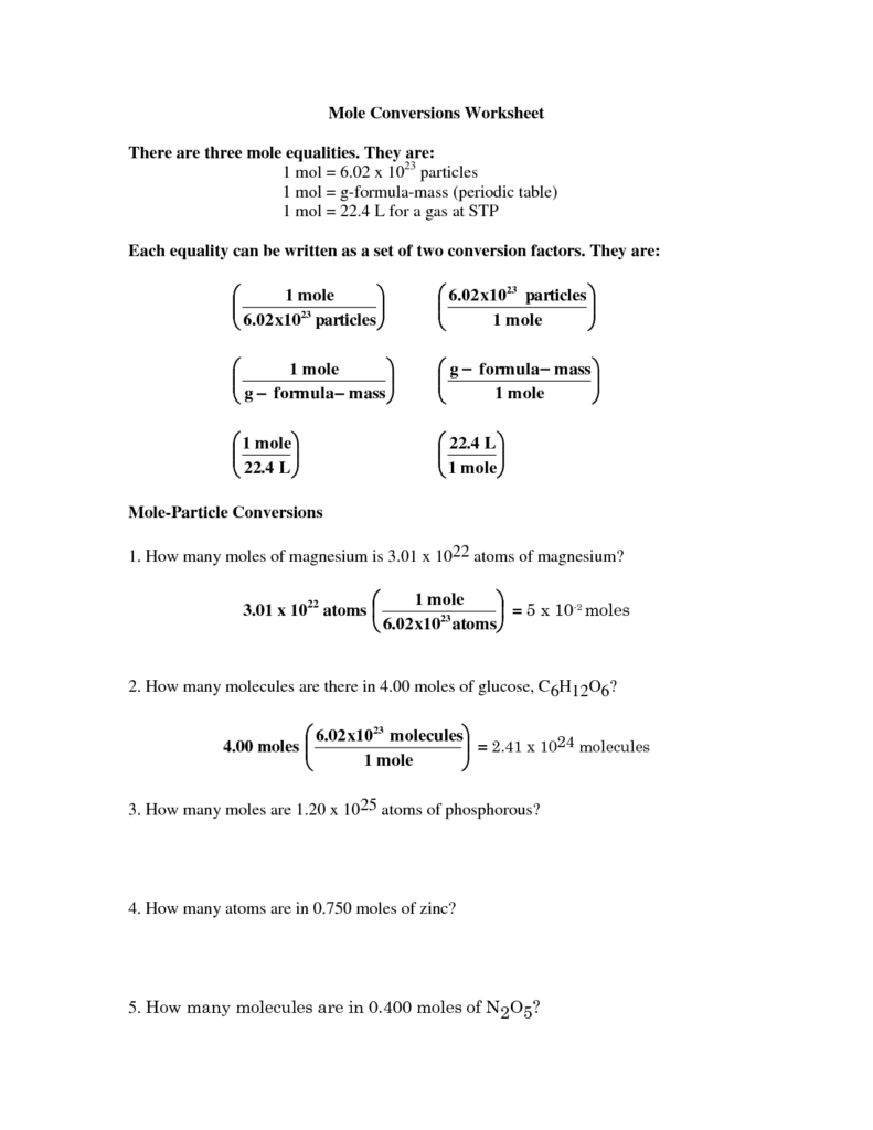 12 Mole Ratio Worksheet Answer Key Worksheeto