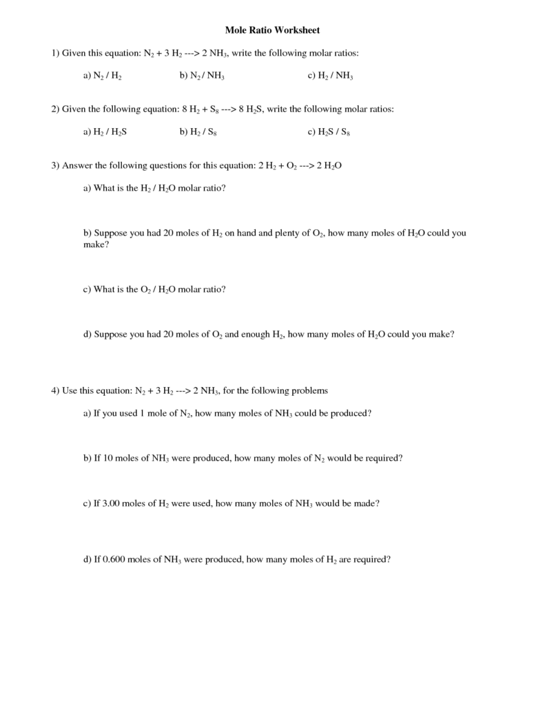 15 Best Images Of Chemistry Mole Worksheet Worksheeto