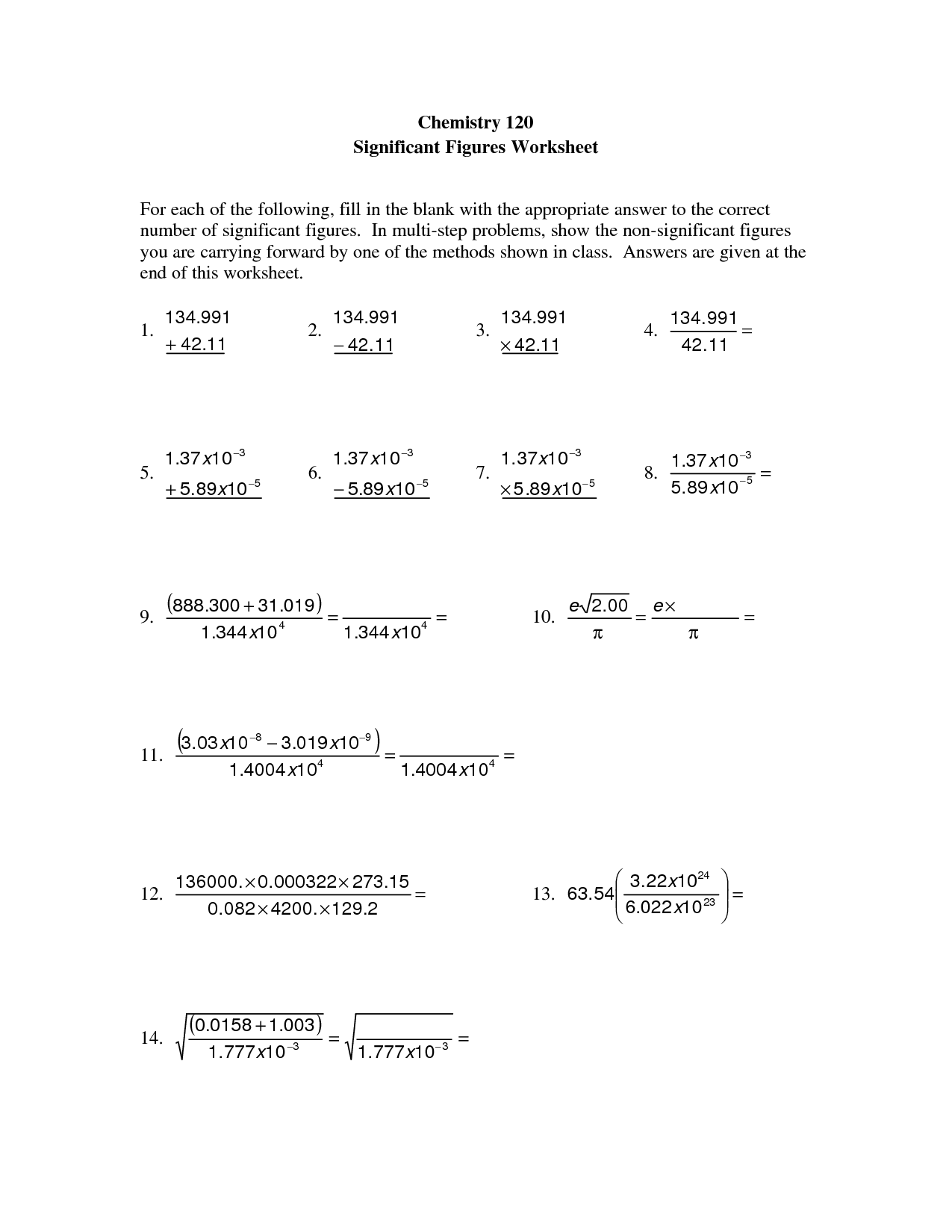 17 Significant Figure Worksheets High School Worksheeto