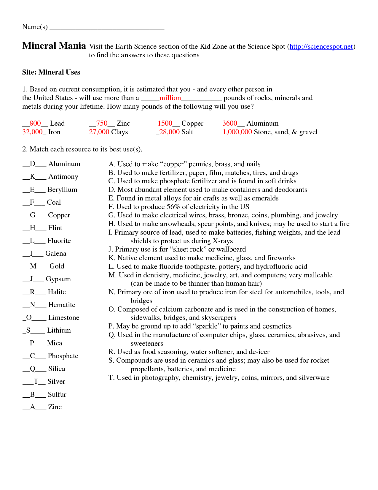 18 Minerals In Food Worksheet Worksheeto