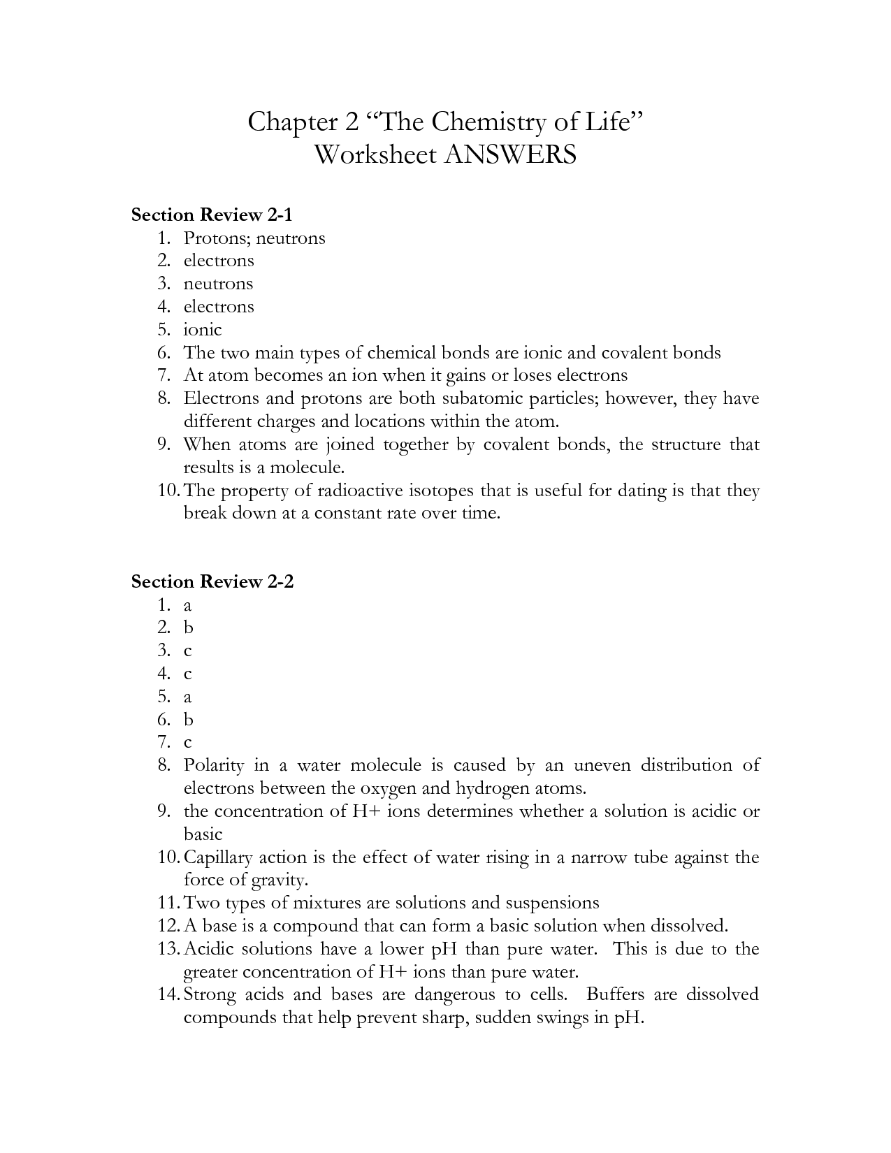 20 Molecules Worksheet Answers Key Of Life Worksheeto