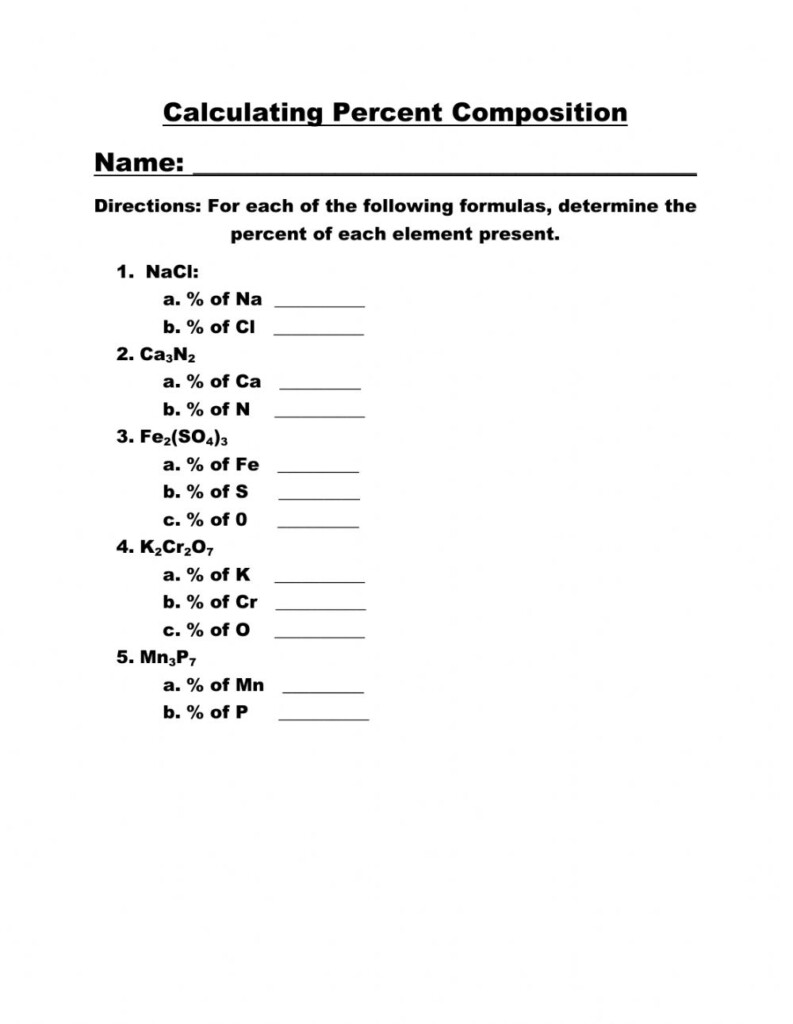 20 Percent Composition Worksheet Answers Worksheets Decoomo