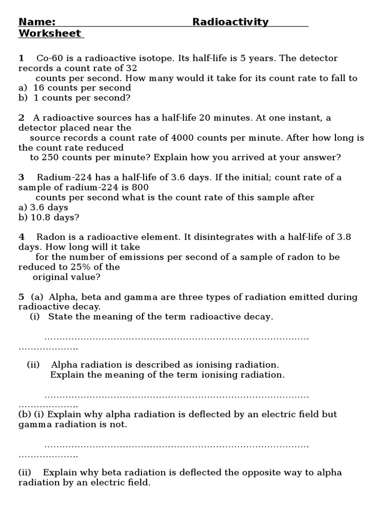 30 Nuclear Decay Worksheet Answers Chemistry Education Template