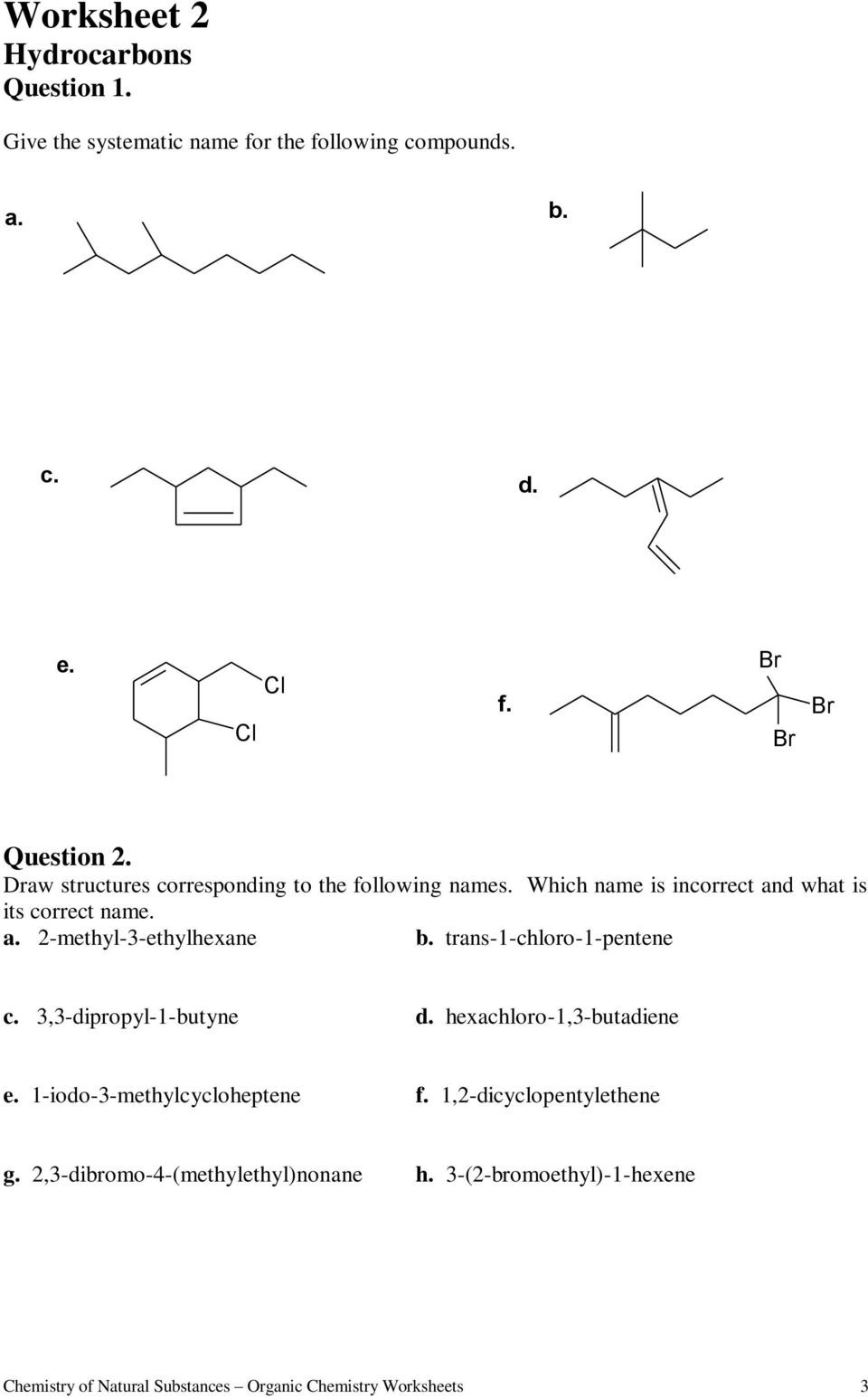 30 Organic Chemistry Worksheet With Answers Education Template