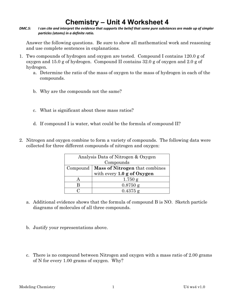 31 Chemistry Unit 7 Worksheet 4 Support Worksheet