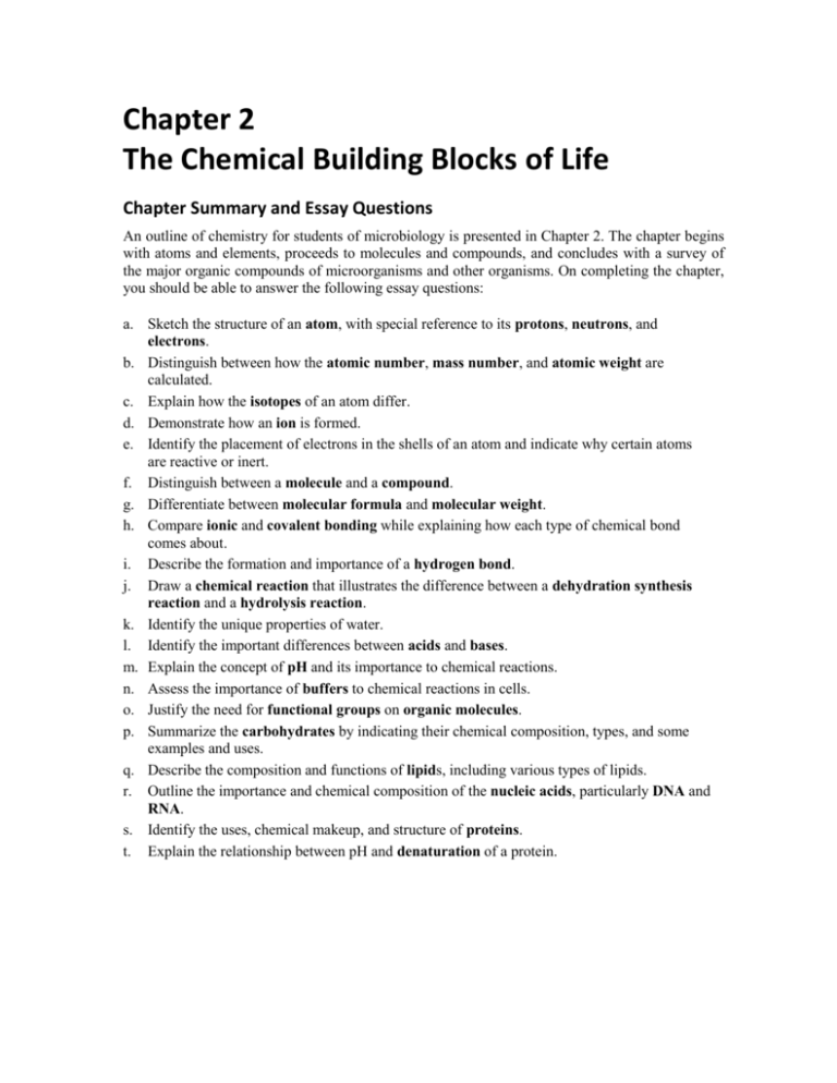 41 Chapter 2 The Chemistry Of Life Worksheet Answers Worksheet Master
