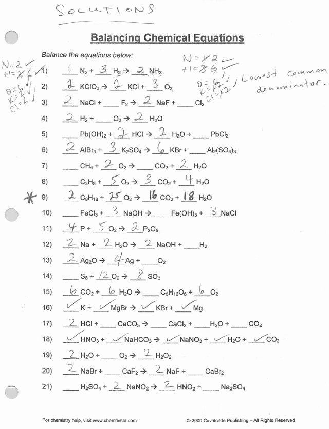49 Balancing Equations Practice Worksheet Answers Chessmuseum 