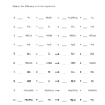 Balancing Equations Chemistry Worksheets Chemical Equation