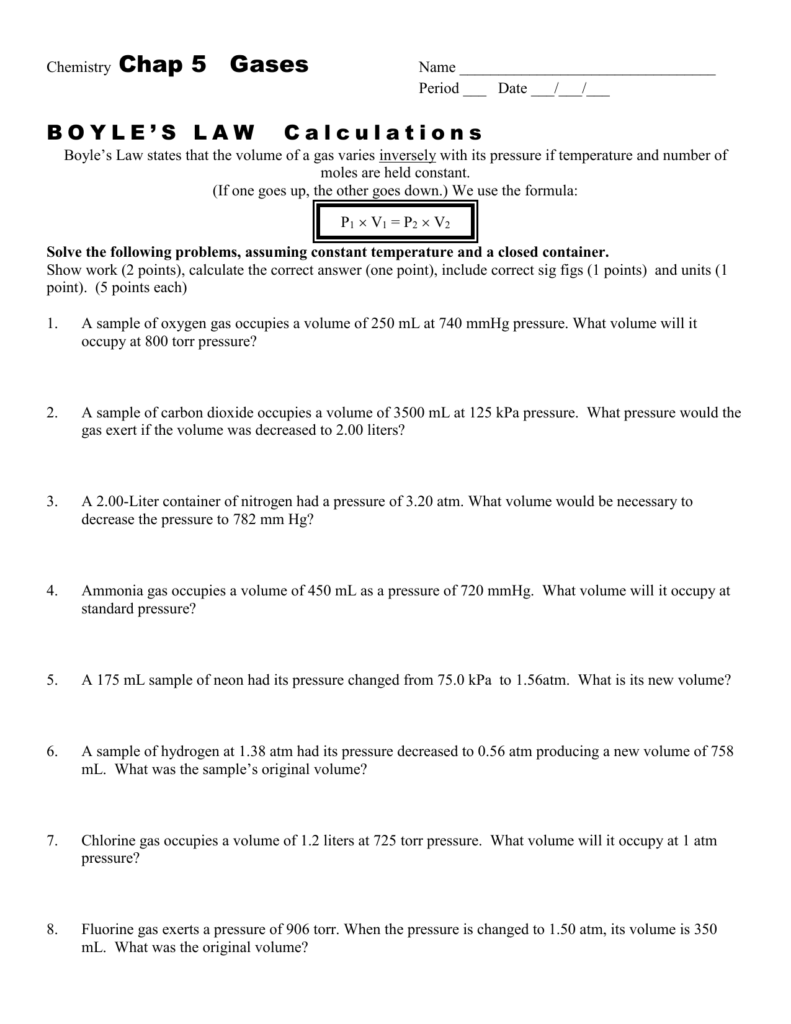Boyle S Law Worksheet Answers Chapter 12 Worksheet