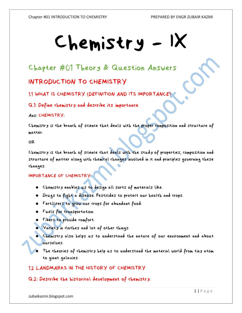 CHAPTER 1 INTRODUCTION CHEMISTRY