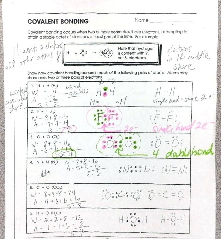 Chemical Bonding Worksheets Answer Key