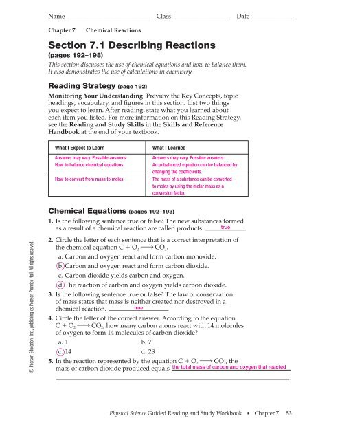 Chemical Reactions And Equations Worksheet Mcgraw Hill Tessshebaylo