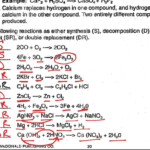 Chemical Reactions Worksheet Answer Key