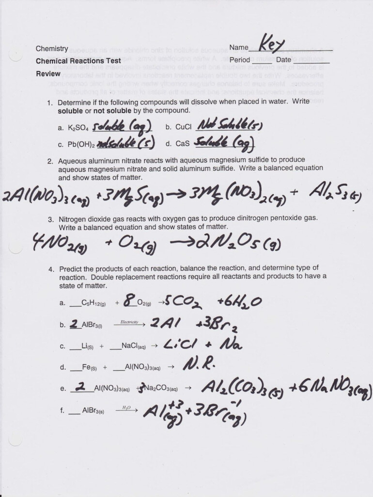 Chemistry 1 Worksheet Classification Of Matter And Changes Answer Key