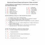 Chemistry 1 Worksheet Classification Of Matter And Changes Answers