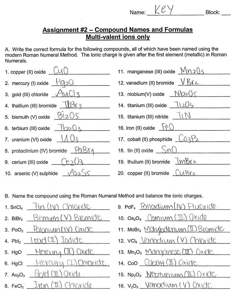  Chemistry 1a Nomenclature Worksheet Answers Free Download Gmbar co