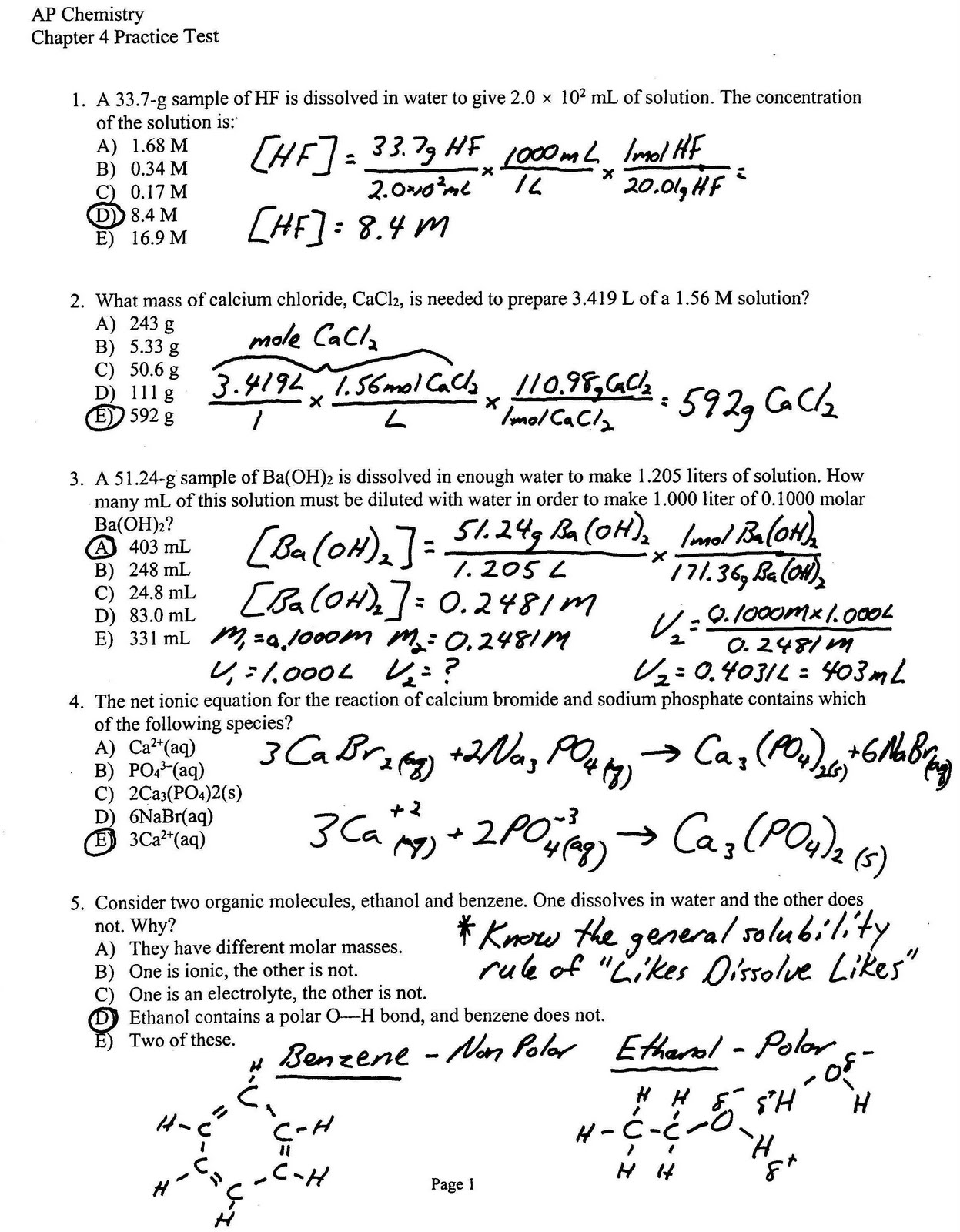 Chemistry Chapter 6 And 7 Test Answers