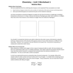 Chemistry Unit 5 Worksheet 1