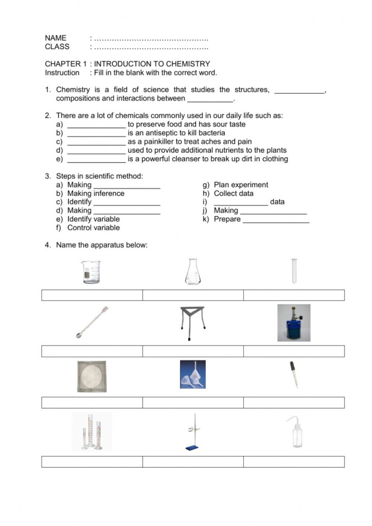 Chemistry Worksheet 10th Grade