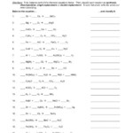Classification Of Chemical Reactions Worksheet Balancing Chemical