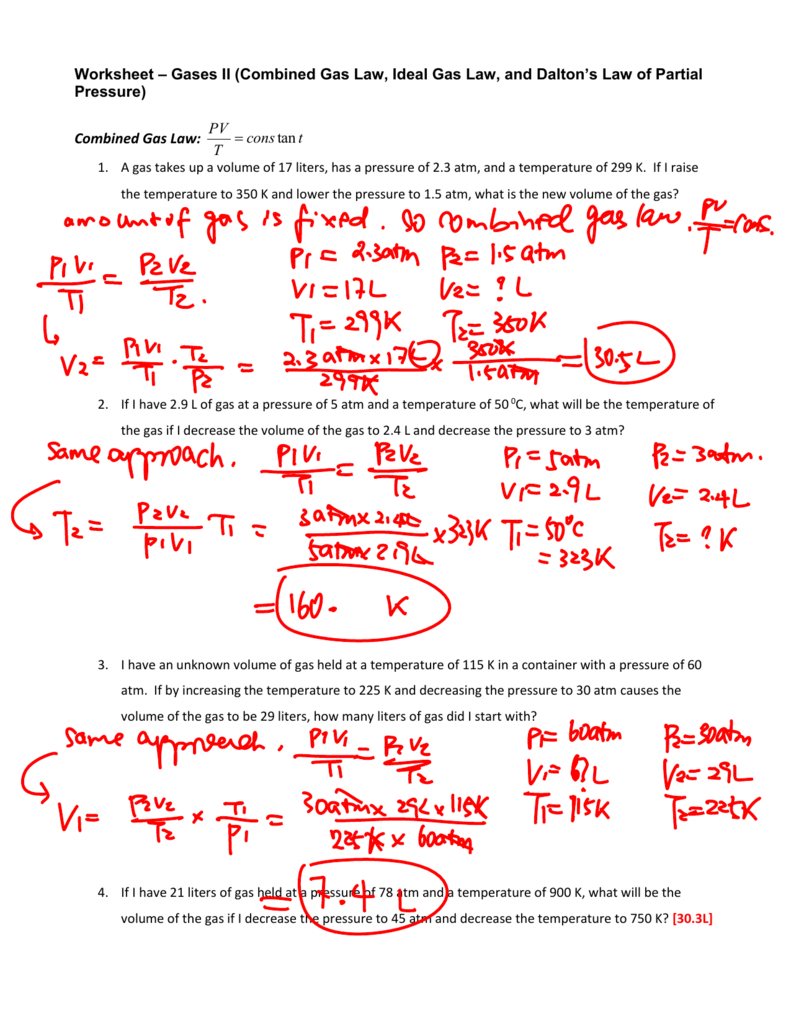  Combined Gas Law Worksheet Answers Free Download Goodimg co