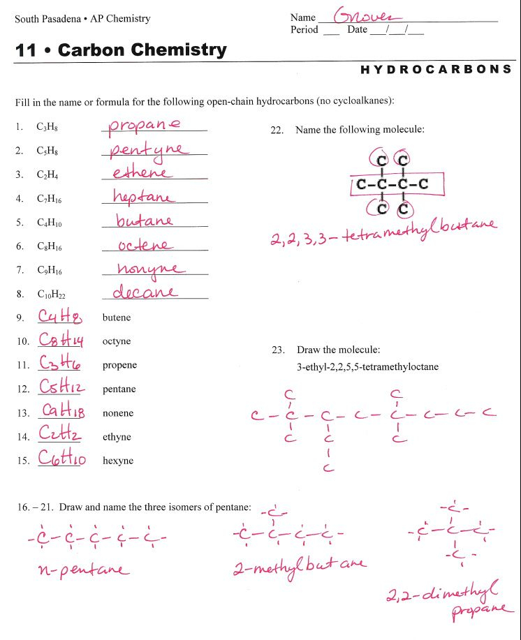 Coschemistry Lesson 6 05 Naming Alkanes Practices Worksheets 