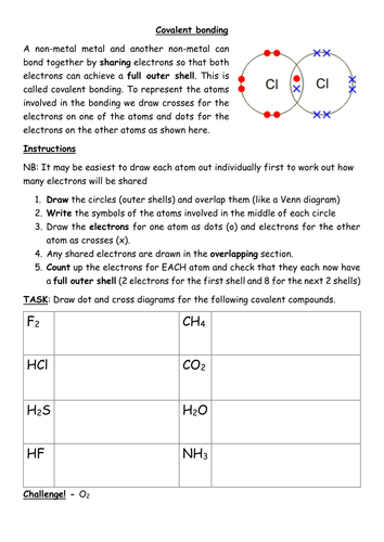 Covalent Bonding Worksheet Teaching Resources Covalent Bonding 