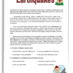 Earthquakes Reading Worksheets Reading Comprehension Lessons