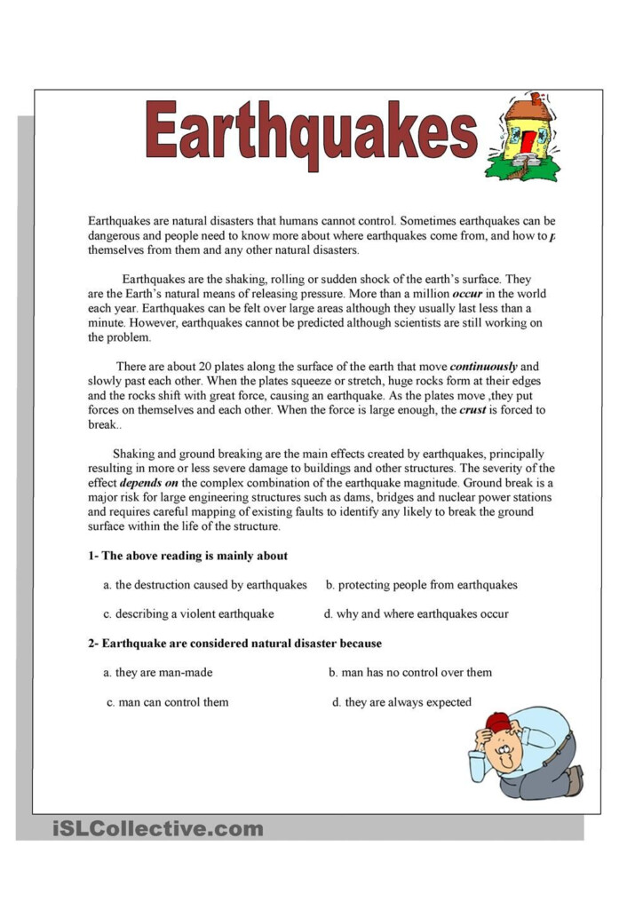 Earthquakes Reading Worksheets Reading Comprehension Lessons 