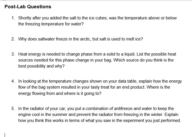 Experiment 3 Chemistry Of Ice Cream Data Sheet Table Chegg