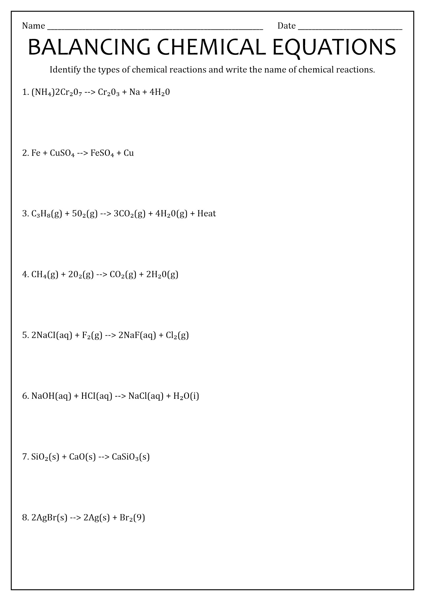  Identifying Chemical Reactions Worksheet Free Download Goodimg co