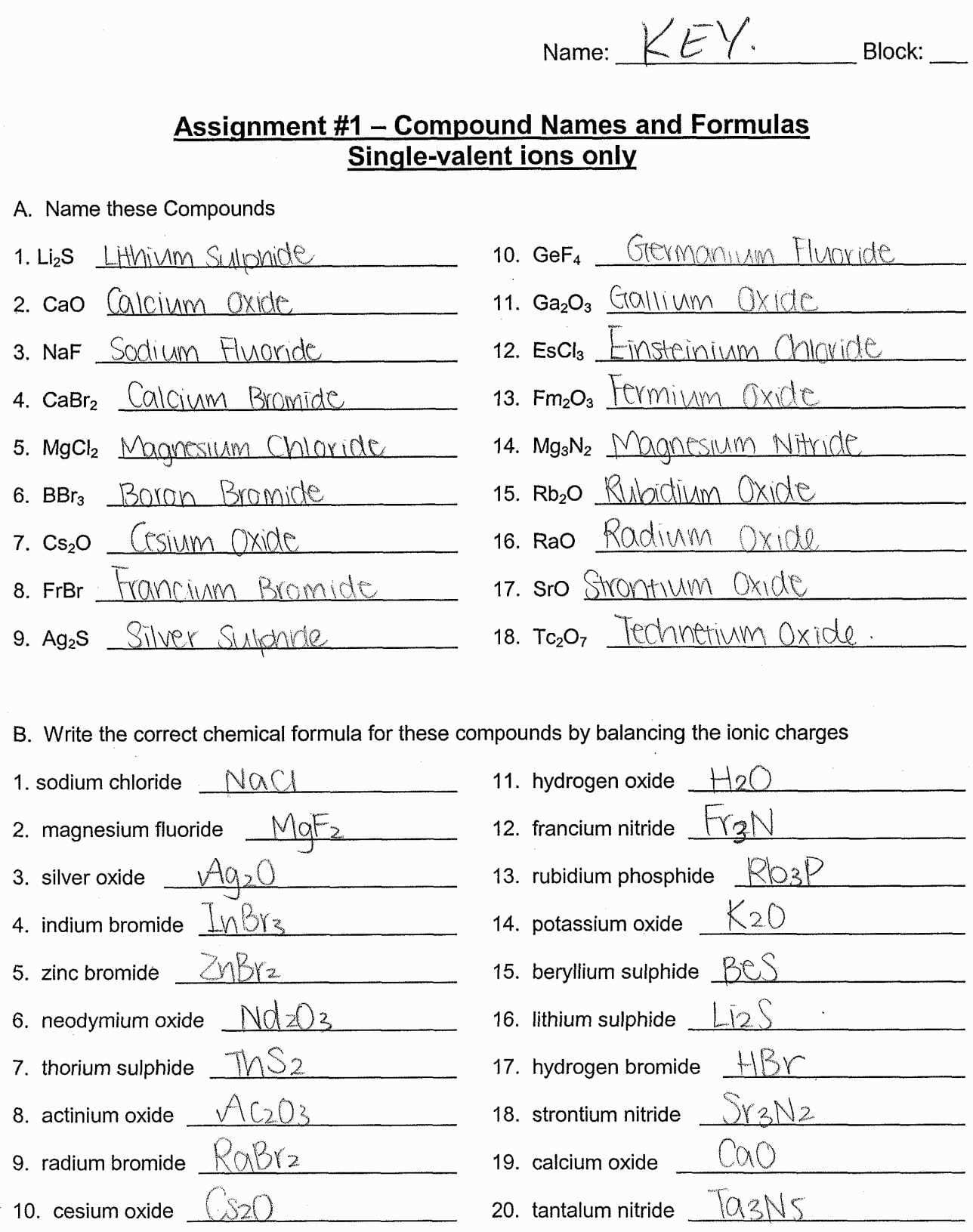 Ions And Ionic Compounds Worksheet Answer Key Db excel