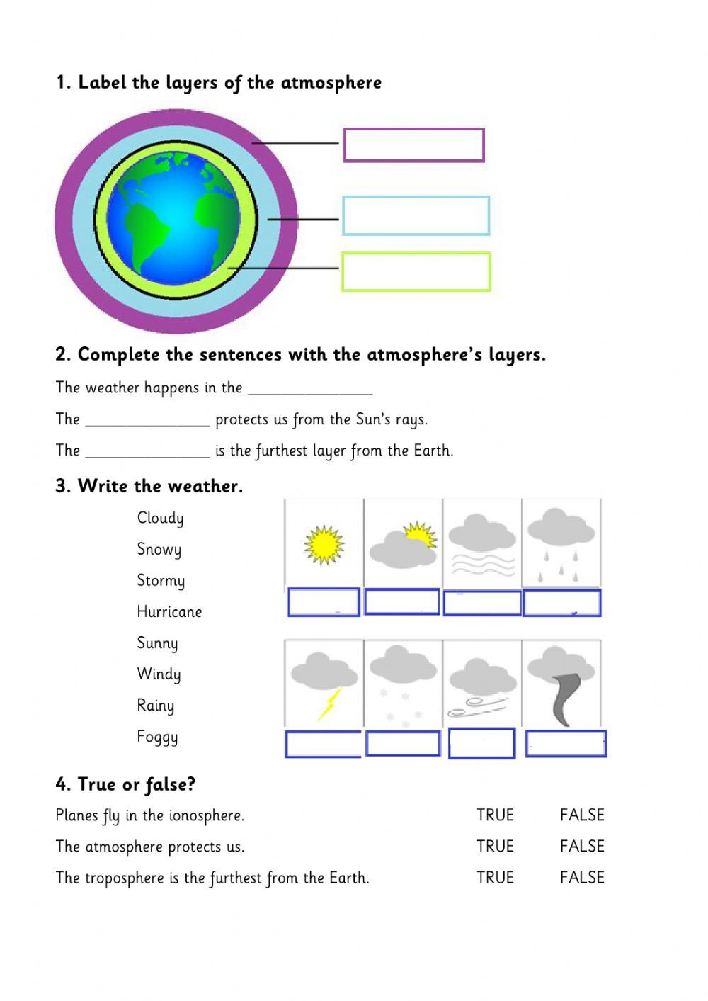 Layers Of The Atmosphere Worksheet Saveinspire