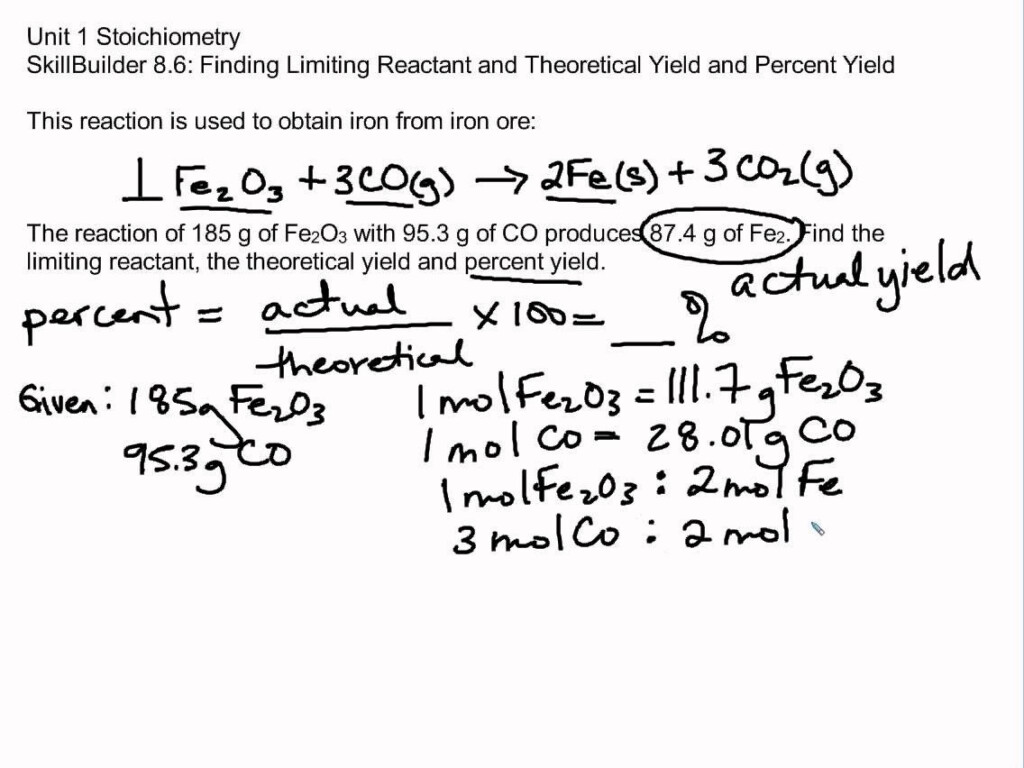 Limiting Reactant And Percent Yield Worksheet Answers Worksheet Now