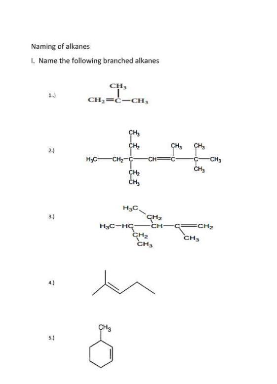  NAMING OF ALKENES AND ALKYNES Please Answer It Need Help 9 Science 