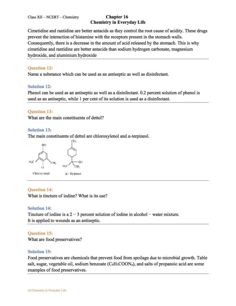 Ncert Solution For Class 12 Chemistry Chapter 16 Chemistry In 