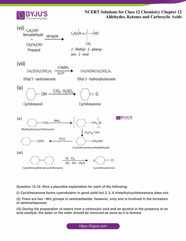 NCERT Solutions For Class 12 Chemistry Chapter 12 Aldehydes Ketones 