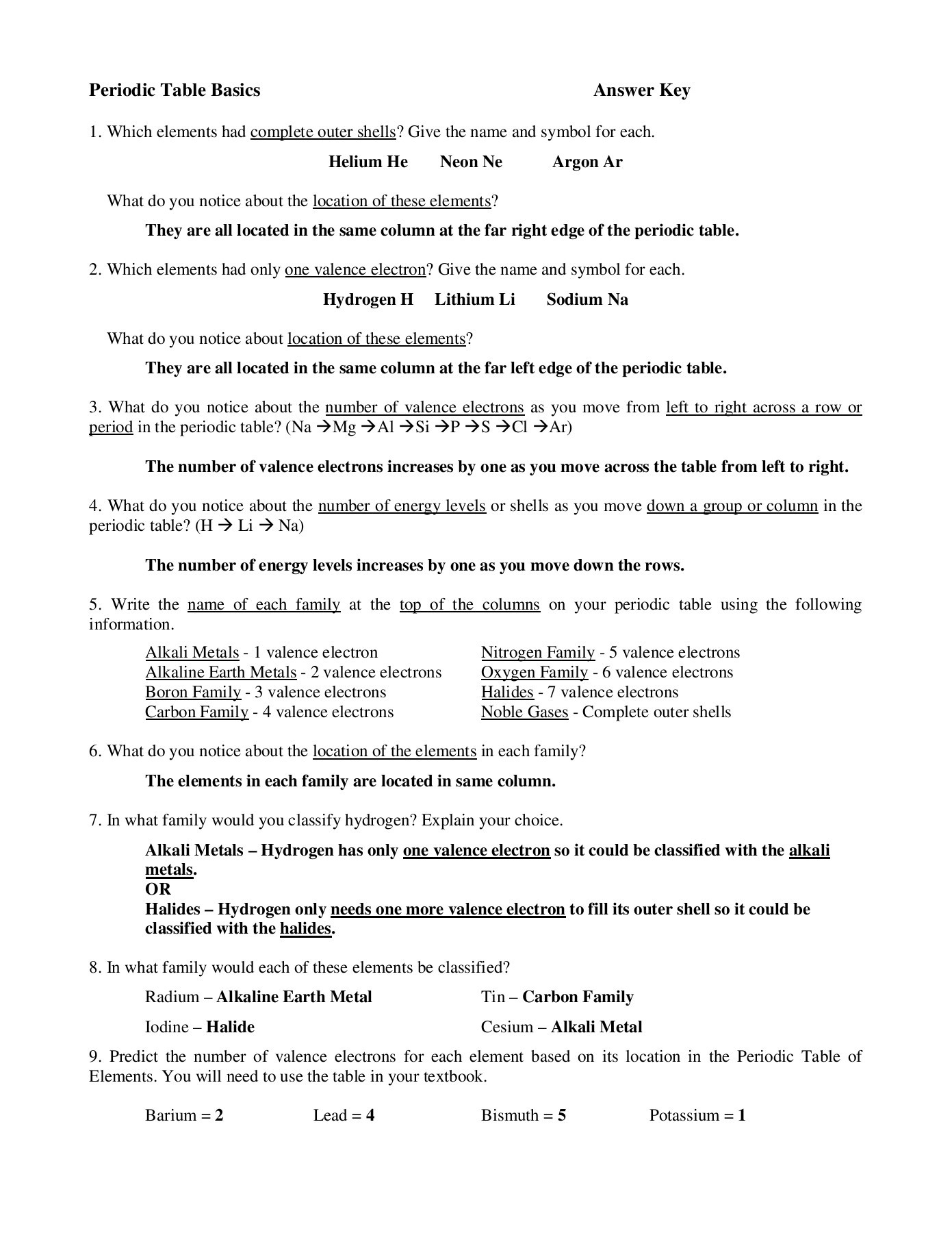 Periodic Table Crossword Puzzle Answers Physical Science If8767 