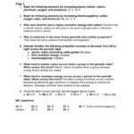 Periodic Trends Worksheet Answer Key