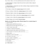 Physical And Chemical Change Worksheet Answer Key Fill Online