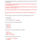 Quantum Numbers Worksheet Answers QUANTUM NUMBERS WORKSHEET State The