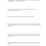 Specific Heat And Heat Capacity Worksheet