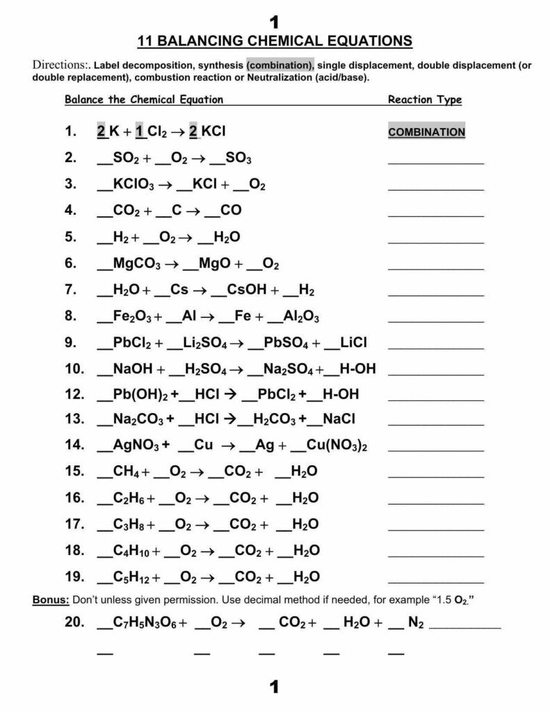 Synthesis And Decomposition Reactions Worksheet Answers Db excel