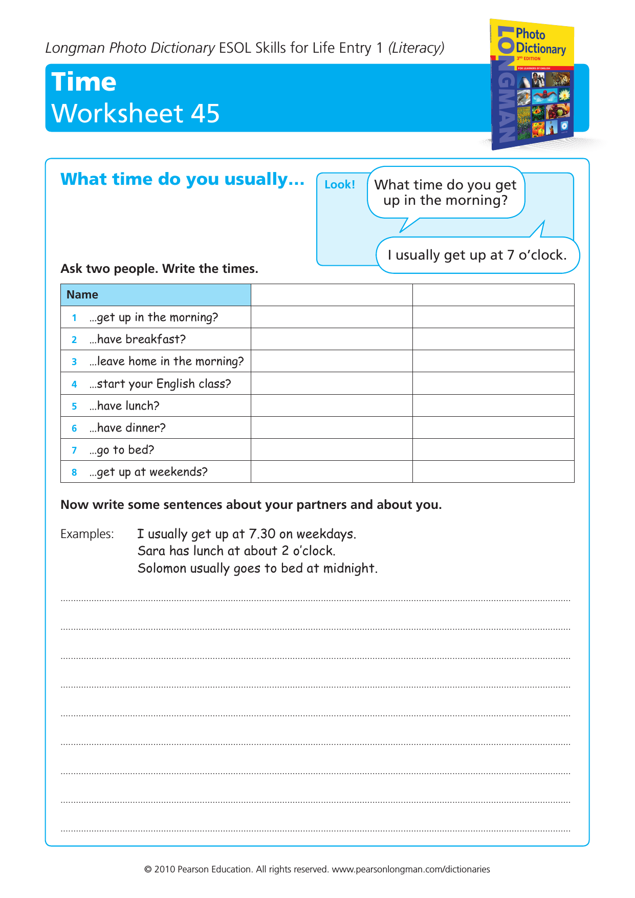 Time Worksheet 45 Longman