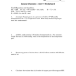 Unit 11 Worksheet 3 General Chemistry